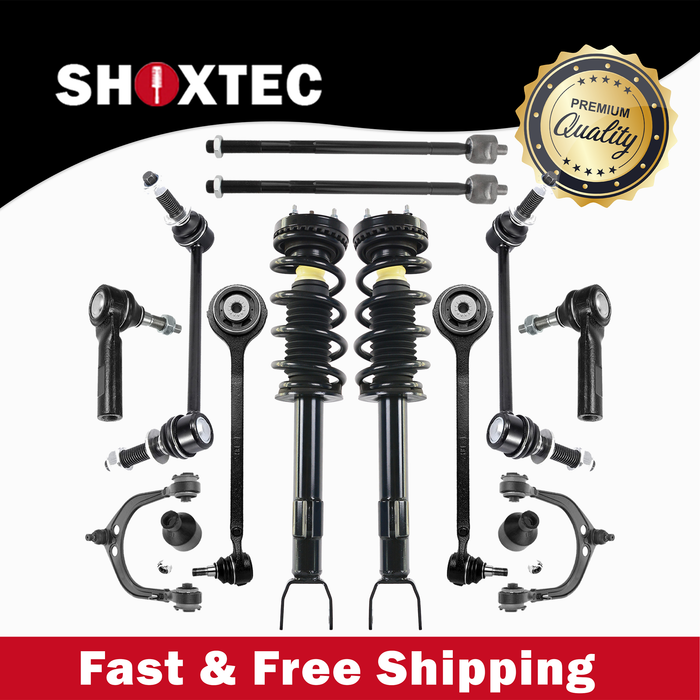 Shoxtec 12pc Suspension Kit Replacement for 12-14 Dodge Challenger 12-13 Dodge Charger 14-18 Dodge Charger SXT Includes 2 Complete Struts 2 Sway Bars 2 Inner&Outer Tie Rods 2 Upper&Lower Control Arms