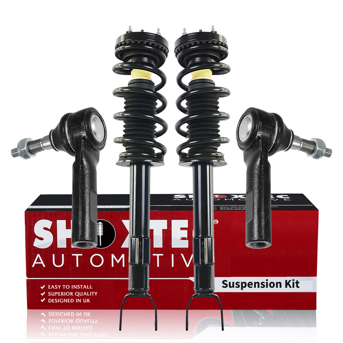 Shoxtec 4pc Front Suspension Shock Absorber Kits Replacement for 2012-2014 Dodge Challenger 2012-2018 Dodge Charger Includes 2 Complete Struts 2 Front Outer Tie Rod Ends