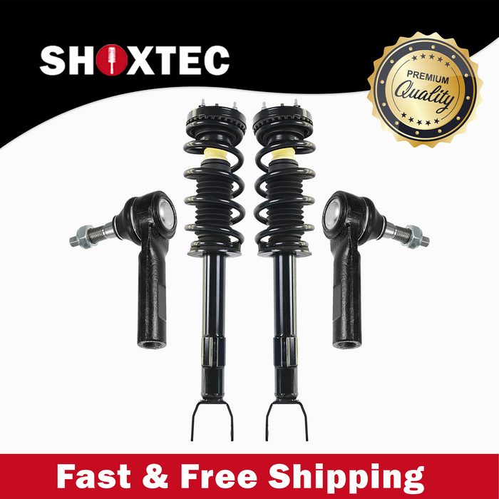 Shoxtec 4pc Front Suspension Shock Absorber Kits Replacement for 2012-2014 Dodge Challenger 2012-2018 Dodge Charger Includes 2 Complete Struts 2 Front Outer Tie Rod Ends