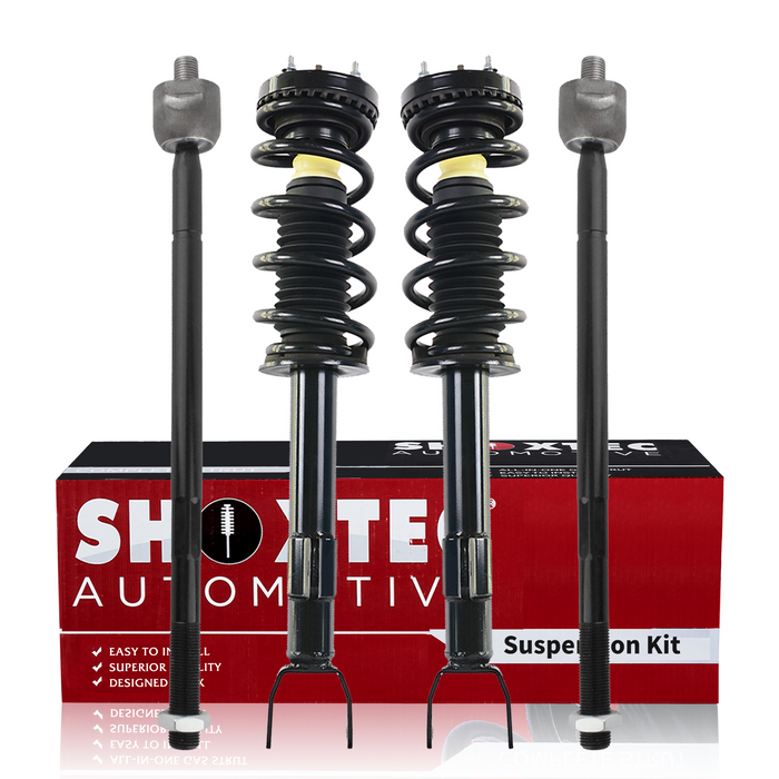Shoxtec 4pc Front Suspension Shock Absorber Kits Replacement for 2012-2014 Dodge Challenger 2012-2018 Dodge Charger Includes 2 Complete Struts 2 Front Inner Tie Rods