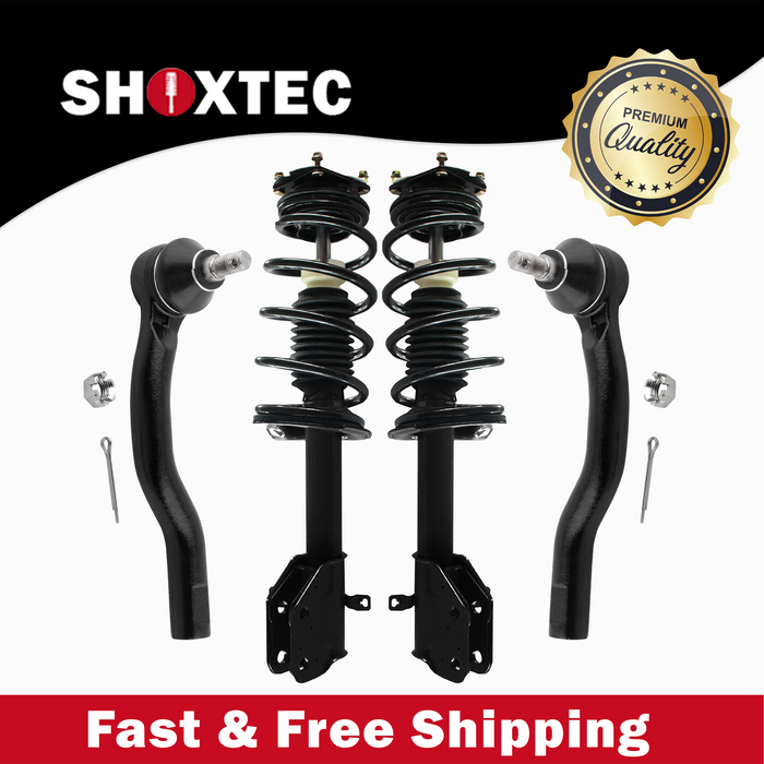 Shoxtec 4pc Front Suspension Shock Absorber Kits Replacement for 2012-2014 Ford Edge Fits 2.0L engine only Includes 2 Complete Struts 2 Outer Tie Rod End