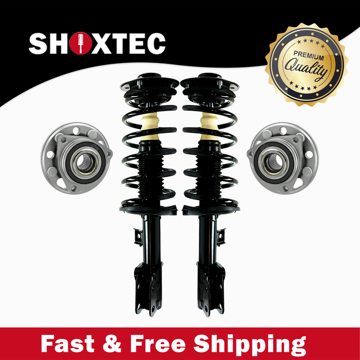 Shoxtec Front Struts Wheel Bearing Hubs Set Replacement for 2010 Chevrolet Equinox; 3.0L V6 Repl Part No. 172527 172526 513288