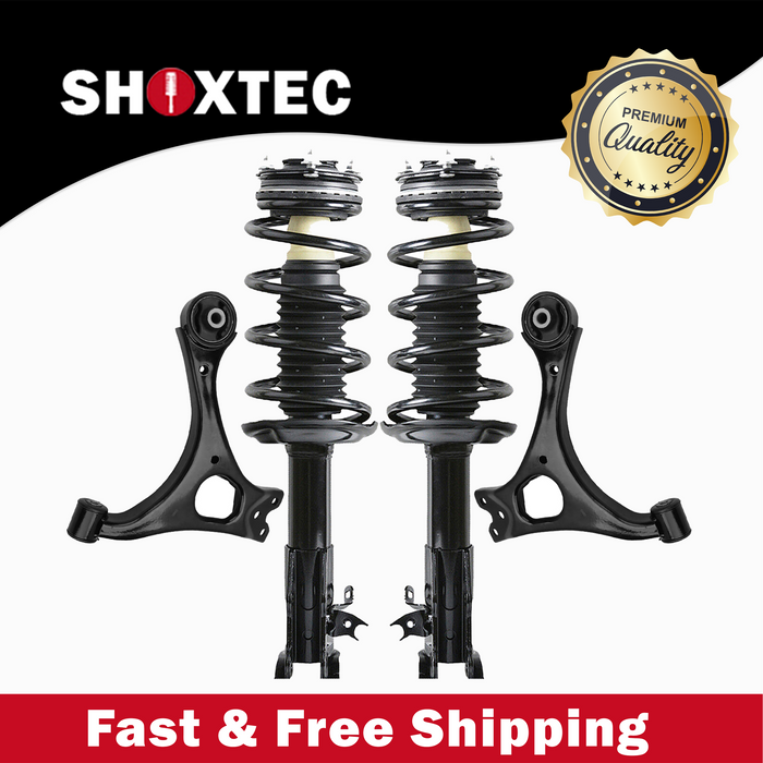 Shoxtec 4pc Front Suspension Shock Absorber Kits Replacement for 2006-2011 Acura CSX 2006-2011 Honda Civic Excludes SI and Hybrid Models Includes 2 Complete Struts 2 Front Control Arms