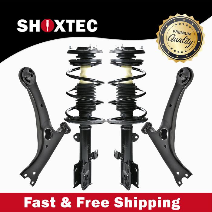Shoxtec 4pc Front Suspension Shock Absorber Kits Replacement for 2009-2013 Toyota Corolla 2011-2013 Toyota Matrix FWD Only Includes 2 Complete Struts 2 Front Lower Control Arm