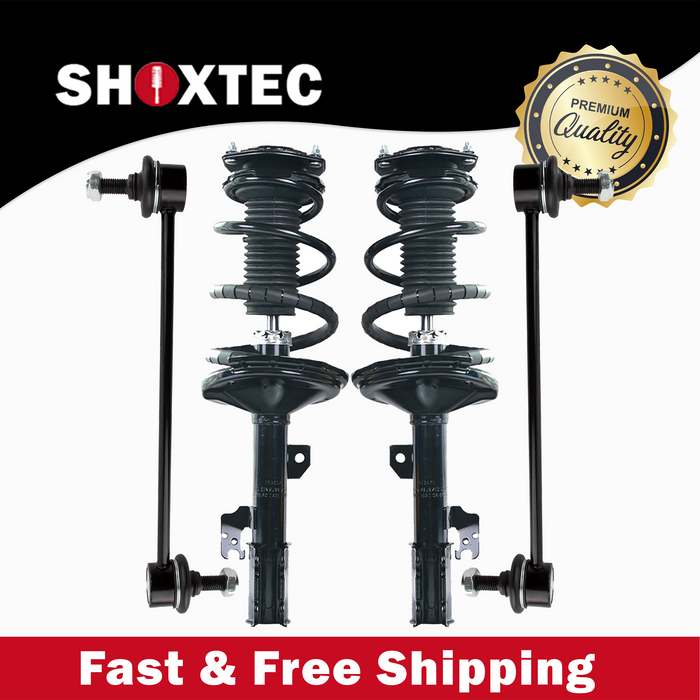 Shoxtec 4pc Front Suspension Shock Absorber Kits Replacement for 2004-2007 Toyota Highlander Includes 2 Complete Struts 2 Front Sway Bar End Link