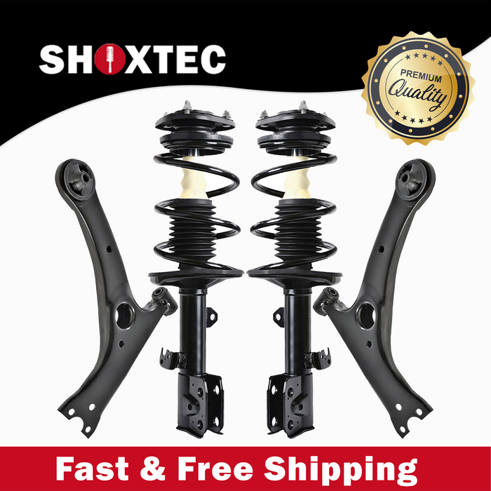 Shoxtec 4pc Front Suspension Shock Absorber Kits Replacement for 2009-2012 Toyota Corolla 2011-2013 Toyota Matrix AWD Only Includes 2 Complete Struts 2 Front Lower Control Arms