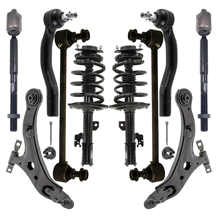 Shoxtec 10pc Suspension Kit Replacement for 2007-2009 Lexus ES350 2006-2012 Toyota Avalon 2007-2011 Toyota Camry Includes 2 Complete Struts 2 Sway Bars 2 Inner&Outer Tie Rod Ends 2 Control Arms