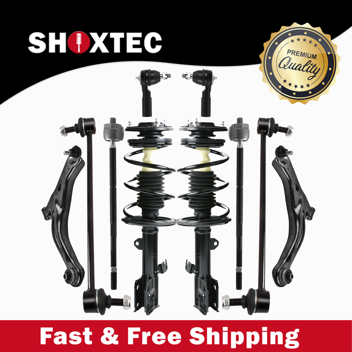 Shoxtec 10pc Suspension Kit Replacement for 01-12 Ford Escape 01-06 Mazda Tribute 08-11 Mazda Tribute 05-11 Mercury Mariner Include 2 Complete Struts 2 Sway Bars 2 Inner&Outer Tie Rods 2 Control Arms