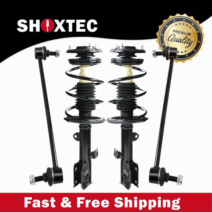 Shoxtec 4pc Front Suspension Shock Absorber Kits Replacement for 01-12 Ford Escape 01-06 Mazda Tribute 08-11 Mazda Tribute 05-11 Mercury Mariner includes 2 Complete Struts 2 Front Sway Bar End Link