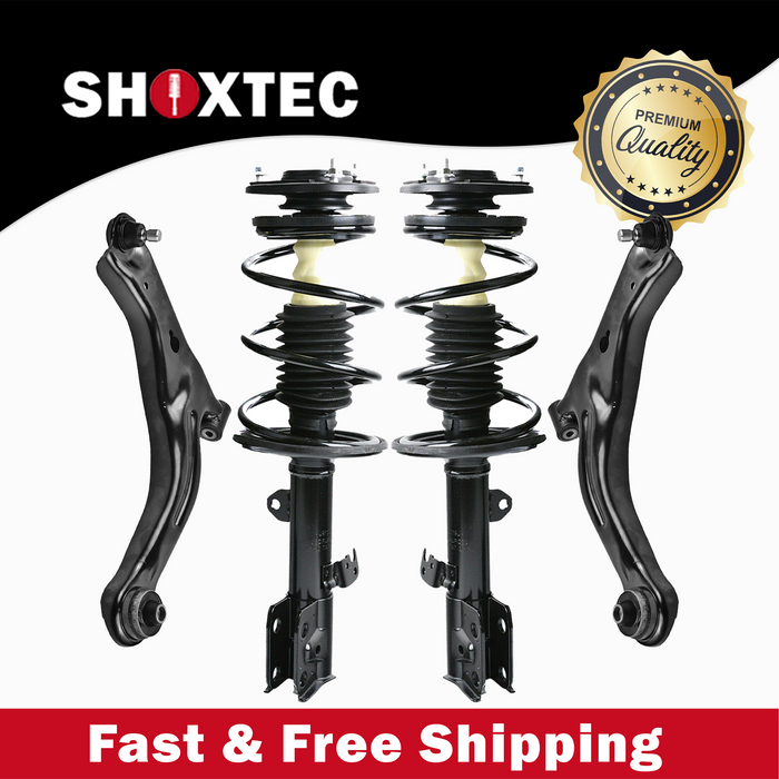 Shoxtec 4pc Front Suspension Shock Absorber Kits Replacement for 01-12 Ford Escape 01-06 Mazda Tribute 08-11 Mazda Tribute 05-11 Mercury Mariner includes 2 Complete Struts 2 Control Arms