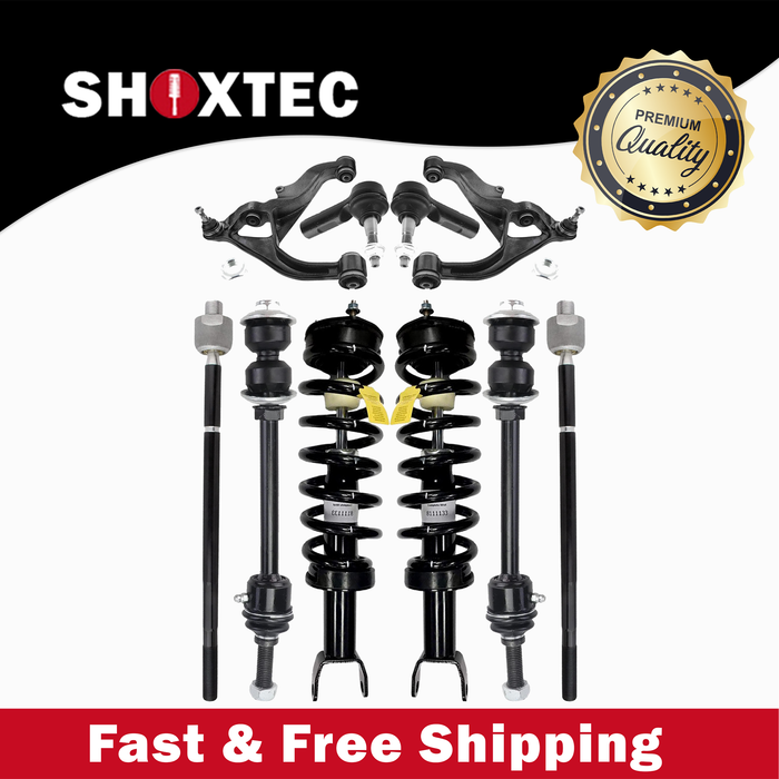 Shoxtec 10pc Suspension Kit Replacement for 09-18 Dodge Ram 1500 19-20 RAM 1500 Classic Includes 2 Complete Struts 2 Sway Bars 2 Inner&Outer Tie Rod Ends 2 Lower Control Arms and Ball Joints Assembly