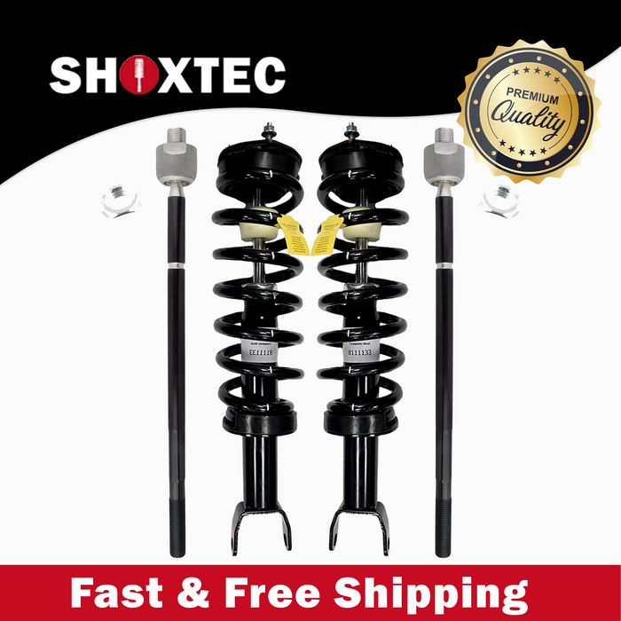 Shoxtec 4pc Front Suspension Shock Absorber Kits Replacement for 2009-2018 Dodge Ram 1500 2019-2020 RAM 1500 4WD Only Classic Includes 2 Complete Struts 2 Front Inner Tie Rod End