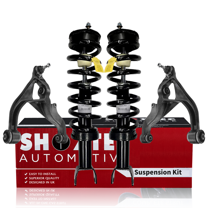 Shoxtec 4pc Front Suspension Shock Absorber Kits Replacement for 2009-2018 Dodge Ram 1500 2019-2020 RAM 1500 4WD Only Classic Includes 2 Complete Struts 2 Front Lower Control Arms