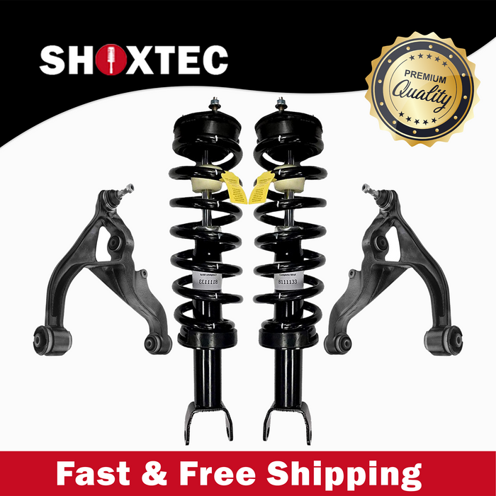 Shoxtec 4pc Front Suspension Shock Absorber Kits Replacement for 2009-2018 Dodge Ram 1500 2019-2020 RAM 1500 4WD Only Classic Includes 2 Complete Struts 2 Front Lower Control Arms