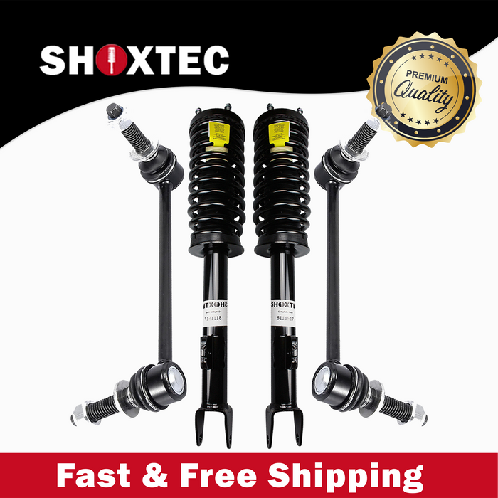 Shoxtec 4pc Front Suspension Shock Absorber Kits Replacement for 05-10 Chrysler 300 06-10 Dodge Charger 05-08 Dodge Magnum Includes 2 Complete Struts 2 Front Sway Bars End Link