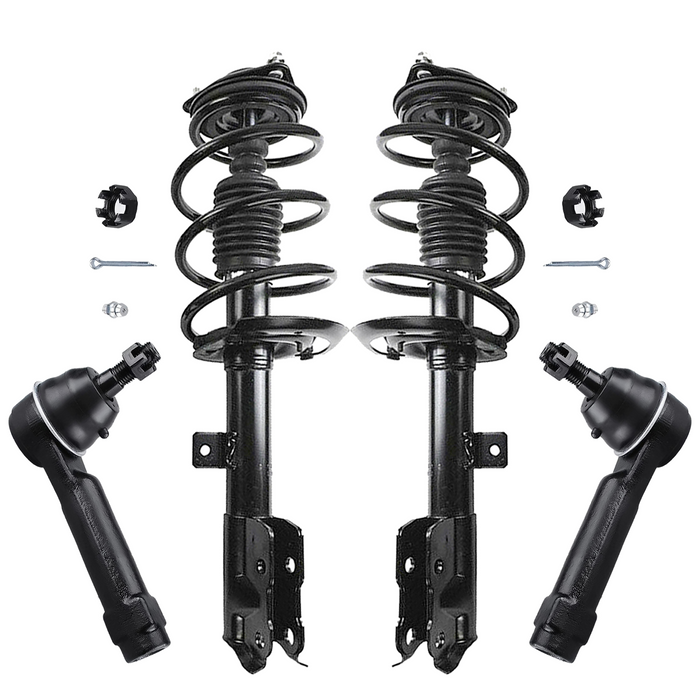 Shoxtec 4pc Front Suspension Shock Absorber Kits Replacement for 07-12 Dodge Caliber 07-17 Jeep Compass 07-17 Jeep Patriot Includes 2 Complete Struts 2 Outer Tie Rod Ends