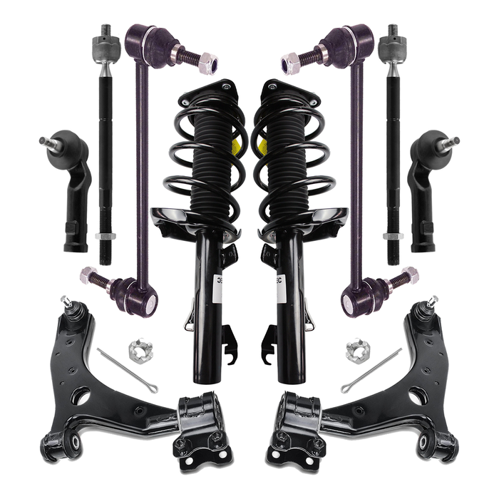 Shoxtec 10pc Suspension Kit Replacement for 2004-2013 Mazda 3 2006-2010 Mazda 5 Includes 2 Complete Struts 2 Sway Bars 2 Inner&Outer Tie Rod Ends 2 Lower Control Arms and Ball Joints Assembly