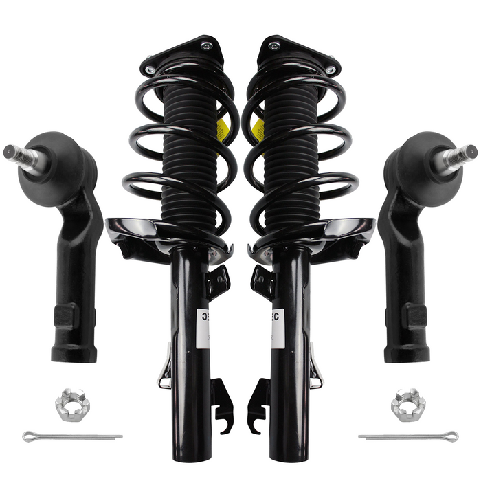 Shoxtec 4pc Front Suspension Shock Absorber Kits Replacement for 2004-2013 Mazda 3 Replacement for 2006-2010 Mazda 5 Includes 2 Complete Struts 2 Front Outer Tie Rod End