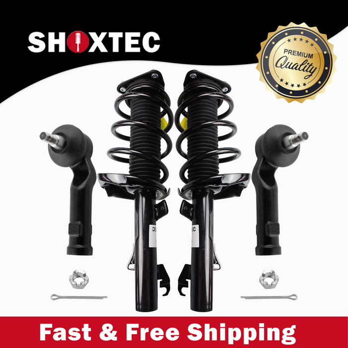 Shoxtec 4pc Front Suspension Shock Absorber Kits Replacement for 2004-2013 Mazda 3 Replacement for 2006-2010 Mazda 5 Includes 2 Complete Struts 2 Front Outer Tie Rod End