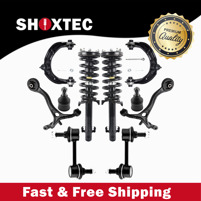 Shoxtec 10pc Suspension Kit Replacement for 2008-2012 Honda Accord Includes 2 Complete Struts 2 Sway Bars 2 Upper Control Arms 2 Lower Control Arms 2 Lower Ball Joints
