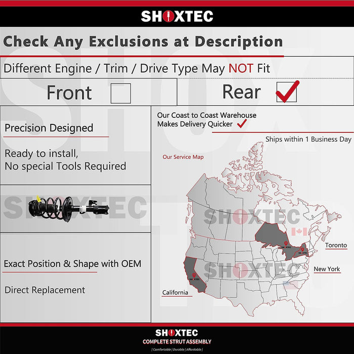 Shoxtec Rear Complete Struts Assembly Replacement for 2009-2010 Dodge Journey Coil Spring Shock Absorber Repl. part no 172895‚¬¦