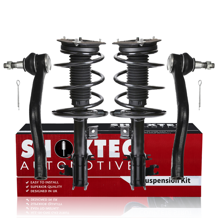 Shoxtec 4pc Front Suspension Shock Absorber Kits Replacement for 2007-2012 Nissan Altima V6 Engine includes 2 Complete Struts 2 Outer Tie Rod Ends