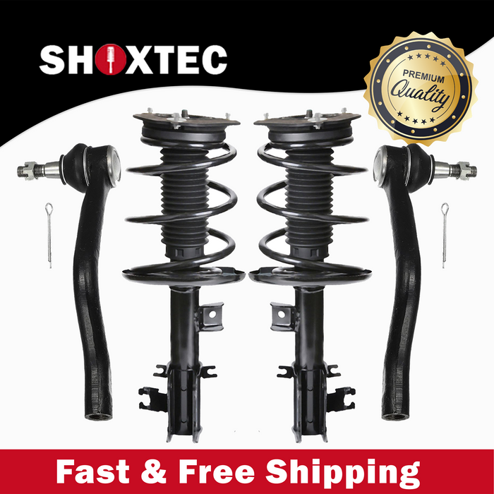 Shoxtec 4pc Front Suspension Shock Absorber Kits Replacement for 2007-2012 Nissan Altima V6 Engine includes 2 Complete Struts 2 Outer Tie Rod Ends