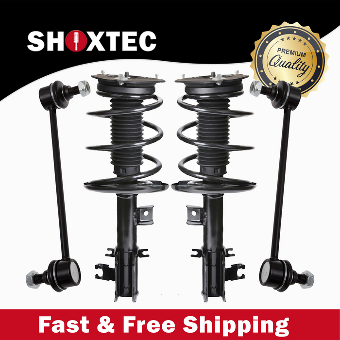 Shoxtec 4pc Front Suspension Shock Absorber Kits Replacement for 2007-2012 Nissan Altima V6 Engine includes 2 Complete Struts 2 Front Sway Bar End Link