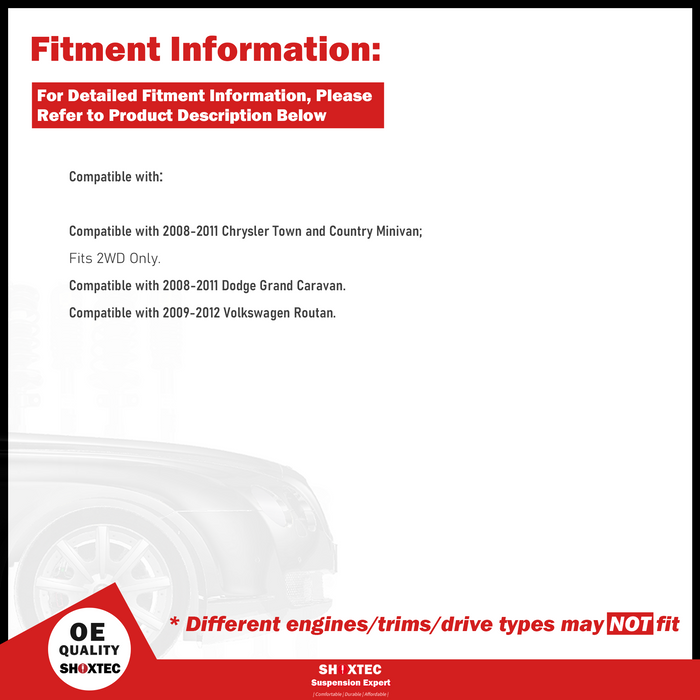 Shoxtec Rear Pair Wheel Bearing Hub Assembly Compatible with 2008-2011 Chrysler Town and Country Minivan 2WD; Compatible with 2008-2011 Dodge Grand Caravan Repl Part No. 512360