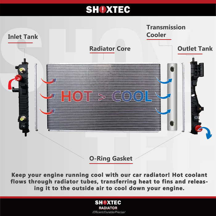 Shoxtec Radiador de núcleo de aluminio de repuesto para 04-20 Chevrolet Express 2500 04-20 Express 3500 09-20 Express 4500 10-19 Express Cargo 04-20 GMC Savana 2500 06-20 Savana 3500 09-20 Savana 4500 Repl No.CU2791
