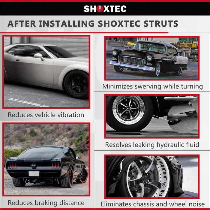 Los puntales traseros completos Shoxtec se adaptan a Chrysler Cirrus 1995-1998; 1995 - 1998 Estrato Dodge; 1996 - 1998 Plymouth Brisa; Reemplazo del amortiguador. No. 171282